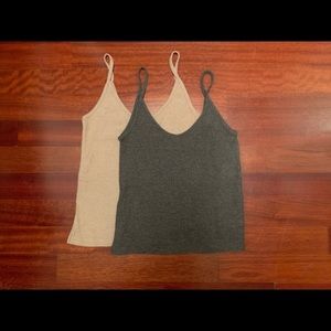 NWOT Brandy Melville Grey and Light Pink Comfortable Tank Tops